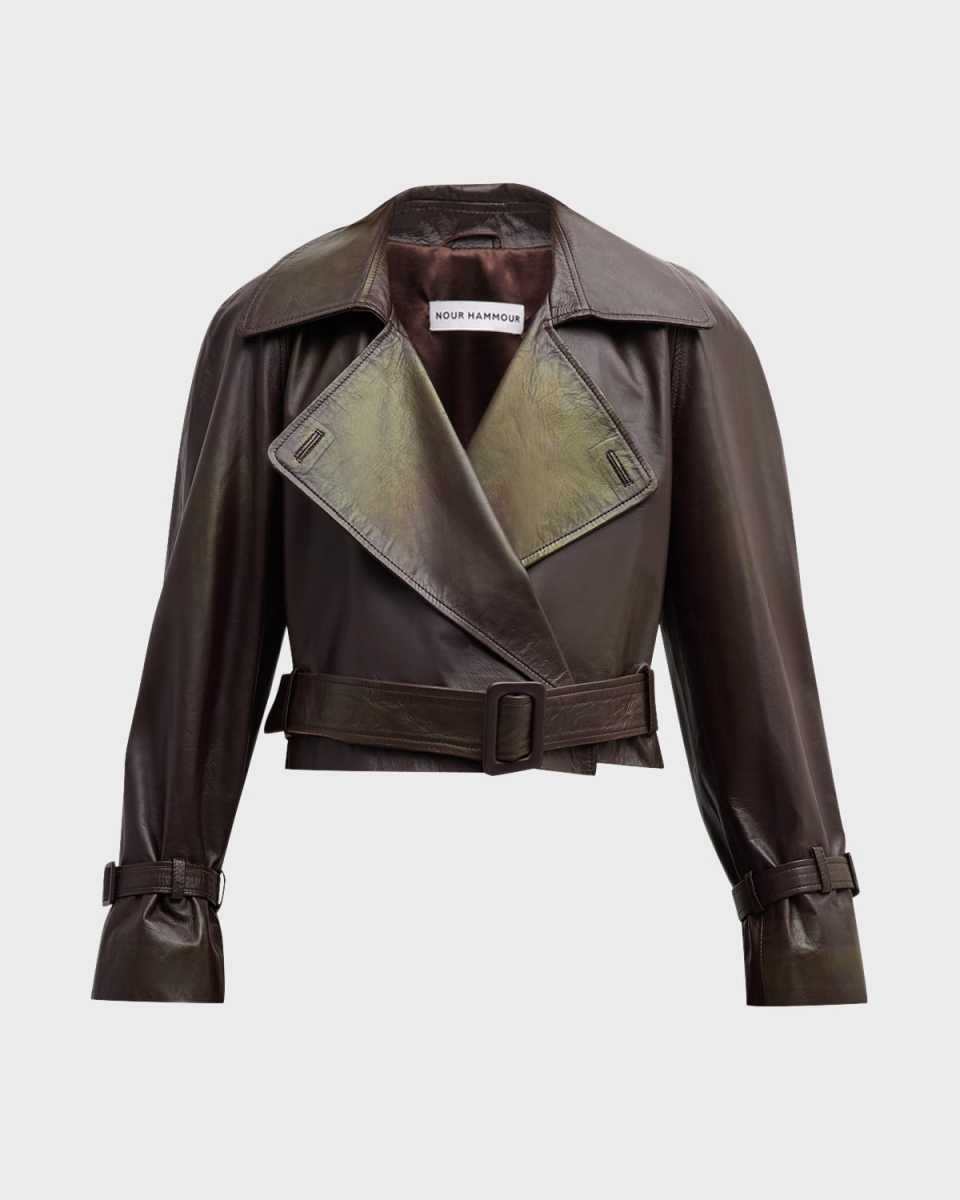 Belted Leather Short Jacket